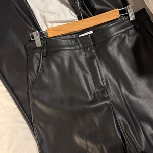 Meshki Black Leather Look Pants